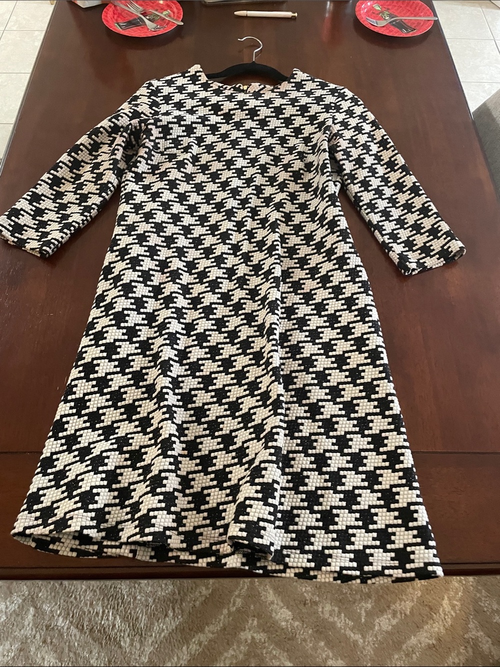 Just...Taylor Black and White Houndstooth Midi Dress